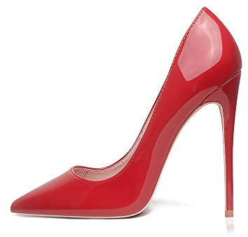 GENSHUO - Scarpe décolleté da donna, con tacco alto a spillo, stile sexy, slip on, da festa,rosso, 38 EU(8 US)
