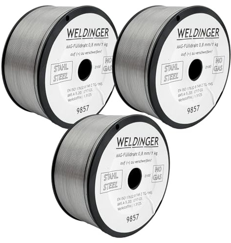 3 Rollen WELDINGER Fülldraht D100 0,8 mm 0,9 kg (MIG/MAG-Schweißdraht NoGas)