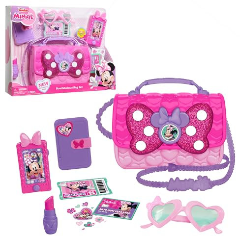 Bolso con Accesorios Disney Junior Minnie Mouse Bowfabulous, 9 Piezas, Juego de simulación e imaginativo; Juguetes para niños a Partir de 3 años de Just Play