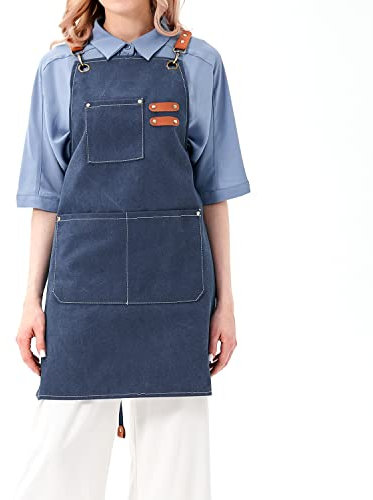 LAT LEE AND TOWN Tablier de Travail Homme/Femme avec Poches à Outils Tablier d'atelier Cadeau de Tablier à Outils Pour Charpentiers Jardiniers Chef Artistes Décorateurs (Bleu Foncé)