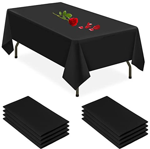 Schwarze rechteckige Tischdecke, 8er-Pack, Einweg-Kunststoff-Tischdecke, 137 x 274 cm, dekorative Tischdecke für Picknick, Grillen, Party, Hochzeit, Bankett, Babyparty