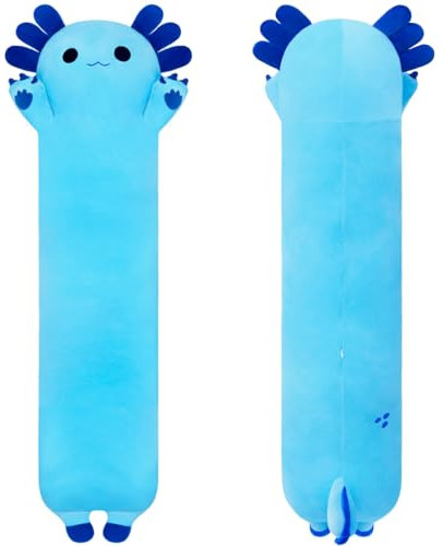 Yeqivo Lange Axolotl Kuscheltier Plüsch Kissen - Süßes Schlafkissen Weiche Kuschelkissen Geschenk für Kinder Freundin (70CM, Blau)
