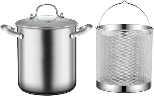 Pasta Pots 5L Asparagus Pot 304 Stainless Steel Vegetable Asparagus Spaghetti Steamer Pasta Cooker Oil Deep Fry Pan With Basket And Lid