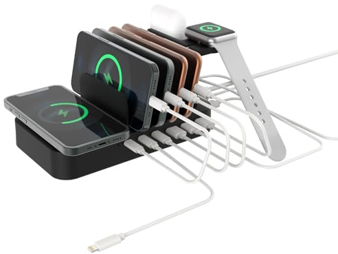 GaN-laddningsstation med 8 Portar, 150W PD – Universell Snabbladdare för SSkrivbordet, PD Fast Charger, USB C-laddare, SStöder Trådlös Laddning, för iPhone, iPad, MacBook, Smartklocka