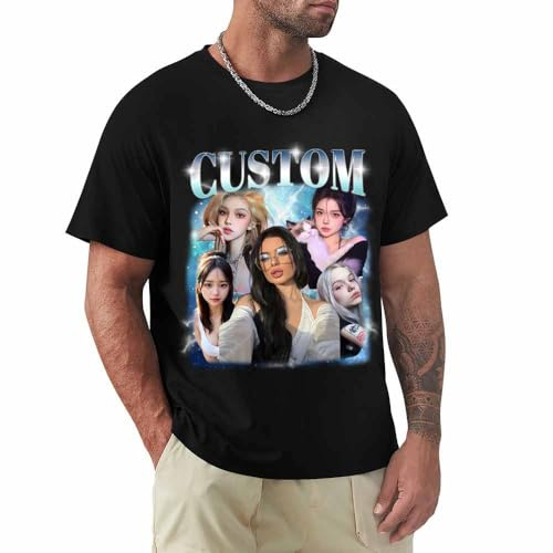 Chemise personnalisée - Tee Shirt Personnalisable - T-Shirts personnalisés pour Hommes/Femmes -Ajouter du Texte/Image/Logo T-Shirt en Coton personnalisé -Concevoir Votre Propre Avant arrière Imprimer