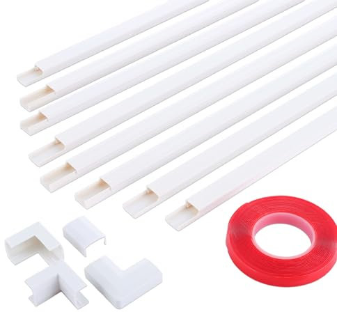 ASelected Gaine de câble électrique, Cache-câble en PVC Blanc pour Mur, Cache-câbles Autocollants, Cache Les Fils TV, Gestion des câbles à la Maison et au Bureau, 8 x L 400 mm, l 15 mm x H 10 mm,
