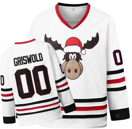 Griswold #00 Movie Christmas Hockey Jerseys Stitched Letters and Numbers S-XXXL White