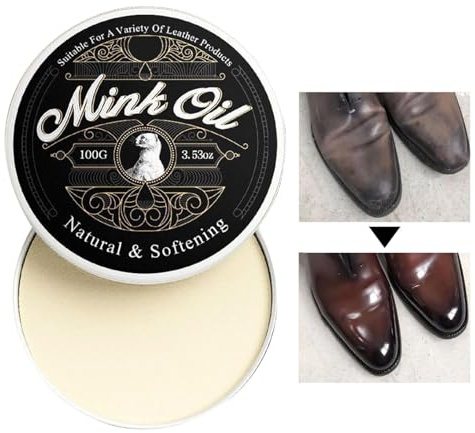 Huile de vison pour cuir, huile de vison pure - Conditionneur de nettoyant pour adoucisseurs de soins en cuir,100 g de pâte entièrement naturelle, adoucir et restaurer pour les bottes, les chaussures,