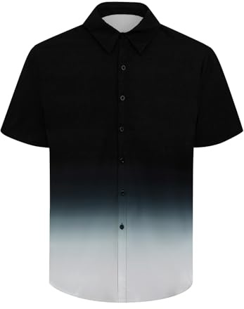XiaoMoSha Mens Hawaiian Shirts Short Sleeve Wrinkle Free Button Down Summer Casual Shirt for Men Tropical Holiday Beach Funky Party Tops, BlackGradient, XXXL