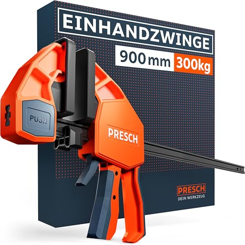 Presch Morsetto falegname 900mm - Forza di serraggio di 300 kg per un fissaggio immediato - Acciaio al carbonio e corpo rinforzato in fibra di vetro per massima stabilità - Con funzione divaricazione