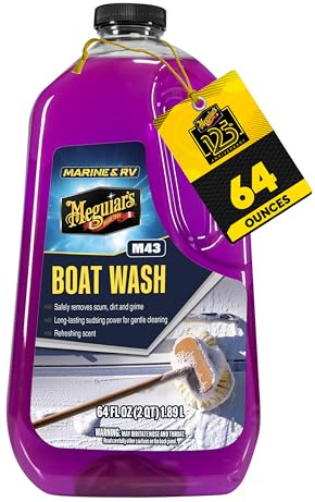 Meguiar's M43 Marine/RV Boat Wash, pH-Balanced Boat/RV Wash for Protecting Fiberglass and Gel Coat, Streak-Free Shine that Keeps Surfaces Clean and Protected, 64 Oz