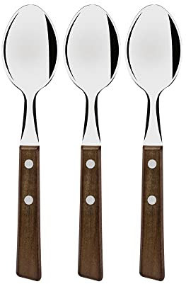 Tramontina TRADICIONAL Besteck, Naturholz-Griffen, rostfreier Edelstahl (Tafellöffel), 3er Set