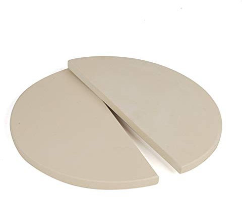 YNNI KAMADO Pair (2) Extra Thick High Temperature Half Moon Pizza Stones Heat Deflector BBQ 35.5cm TQHMPS355
