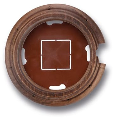 Peana de madera para mecanismos eléctricos vintage Garby y Dimbler para pared - Base para enchufes e interruptores de pared - Madera de haya envejecida - Peana con paso de cable Fontini