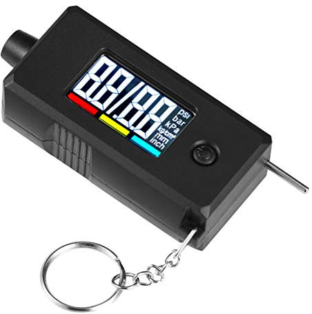 CZC AUTO Digital Tyre Pressure Gauge Tyre Tread Depth Gauge 2 in 1 Accurate Checker with Large Backlight LCD Display & Key Ring for Car Truck Bike Motorcycle, up to 100 PSI & 15mm