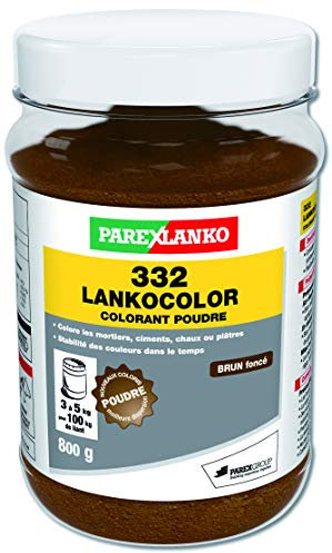 Parexlanko - Colorant en poudre - 332 LankoColor - Brun foncé - Pour mortier et béton, ciment, chaux ou plâtre - Tenue longue durée - 800g
