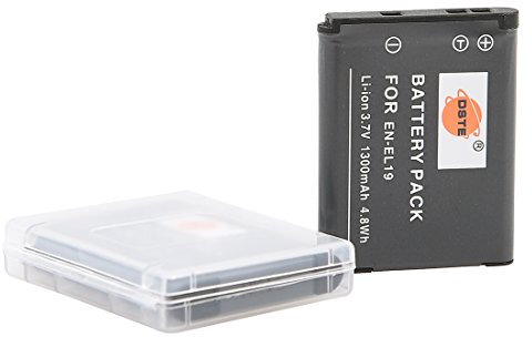 DSTE 2PCS EN-EL19 ENEL19A (1300mAh/3.7V) Battery Compatible for Nikon Coolpix S2500 S3100 S3200 S3400 S3500 S4100 S4200 S4300 S5200 S6400 S6500 S6600