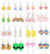 LOLIAS 16 Paires Mignonnes Boucles D'oreilles pour Femmes Filles Résine Crochet Esthétiques étranges Kawaii Champignon Fraise Poisson Fleur Papillon Balancent Boucles D'oreilles