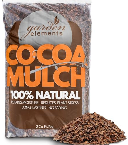 Garden Elements 100% Natural Cocoa Bean Shell Mulch for Gardens, Flower Beds, Potted Plants, and Mulching, 2 cu ft