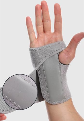 Compression Wrist Support Brace for Men & Women | Adjustable Wrist Support Wraps | Wrist Band Support Sleeve | Carpal Tunnel Brace for Pain Relief, Tendonitis, Arthritis, Gym, Sports (Gray, Right)