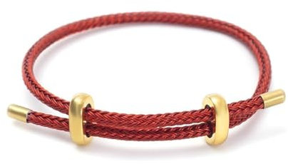 Viwind Armband Damen Verstellbare Stahldraht Armbänder 23cm Geflochten Armreif Titanstahl-Gewebtes Armschmuck Freundschaftsarmband Mit Geschenkbox(Rot)