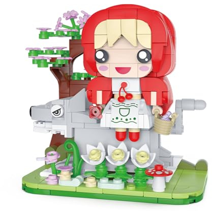 Oichy Building Block Sets, Fairytale Series Music Box Building Blocks DIY Construction Toys Home Office Decoration Gifts for Adults and Kid (Girl and Gray Wolf)