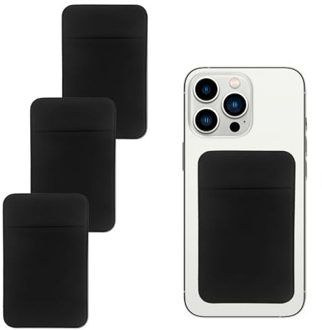 3 Pack Cell Phone Card Holder with Adhesive Sticker for Back of Phone, Stretchy Fabric Card Sleeves ID Credit Card Pocket Stick On Wallet for Android Smartphones