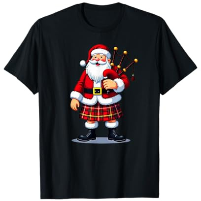 T-shirt de Noël avec inscription « Santa Claus Playing Cornemuse » T-Shirt