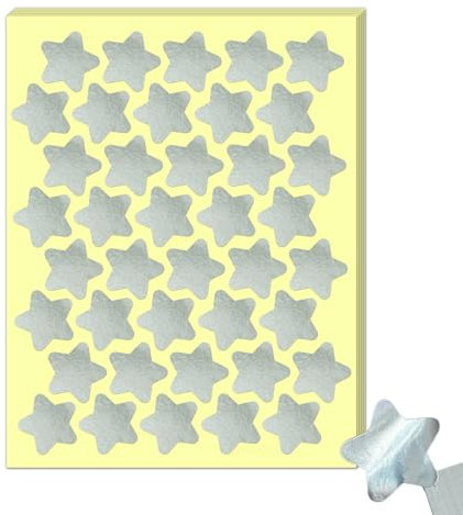 1000 Pezzi, 25mm - Stelline Adesive Argento, Stickers Stelle Argentate Stars Brillante Ricompensa