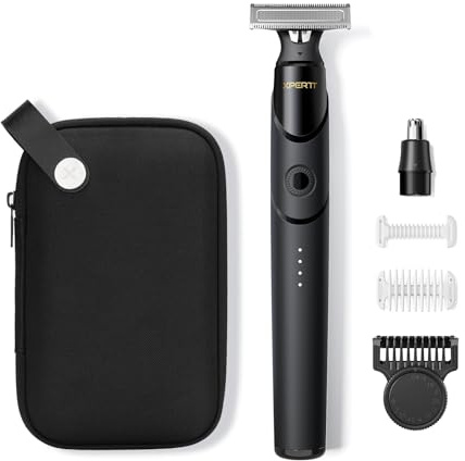 Xpert T Magnetico Rasoio Barba & Corpo All-in-One, Testina Tagliapeli Naso, Pettini Regolabili 12 in 1, Rasoio Elettrico Uomo & Donna per Viso Corpo, Ricaricabile Rapido Tipo-C (Xpert T-Pack)