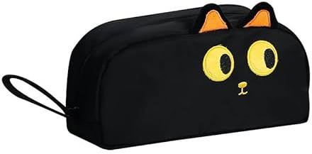 MSLSOZ Estuche de Gran Capacidad Negro para Lápices con Diseño de Gato - Organizador para Oficina, Universidad y Escuela, para Niñas y Niños