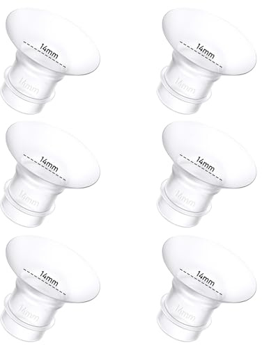 6 inserti flangiati per tiralatte da 14 mm, compatibili con tiralatte Momcozy/Spectra/Medela/eufy/Elvie/Lansinoh/Paruu P10, adatti per Momcozy M5/M9/M6/V2 Pro/V2 pro/S12 Pro/eufy E10 S1 S1 Pro