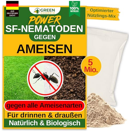 GREEN GUARDIA Super SF-Nematoden – Natürliche Unterstützung bei Ameisen im Garten – umweltfreundlich, ohne Chemie, einfach anzuwenden (5 Mio. für 10m²)