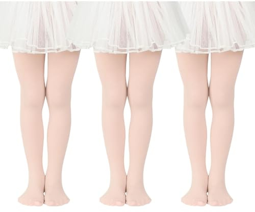 Century Star 3 paia di collant da balletto per ragazze e bambini, collant da danza morbidi, collant traspiranti, rosa chiaro, 3-6 Jahre
