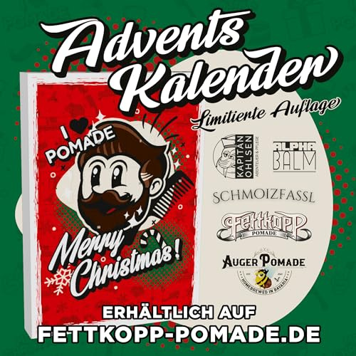 FETTKOPP Adventskalender Männer, I love Pomade, Limited Edition, Weihnachtsedition, Weihnachtskalender, Herren, Männer, Barbershop, hochwertige Herrenkosmetik