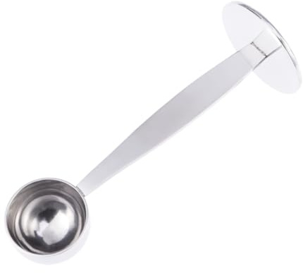 TOYANDONA Cucchiaio Dosatore Caffè in Acciaio Resistente con Pressino Integrato per Espresso e Tè Strumento Compatto per Misurare e Pressare Polvere Accessorio Facile da Pulire per