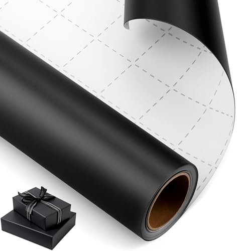 Mawmuaw Presentpapper Svart 10 m x 43 cm Inslagningspapper Present Papper För Presentförpackningar Födelsedag Bröllop Hantverk Jul Festlig Dekoration