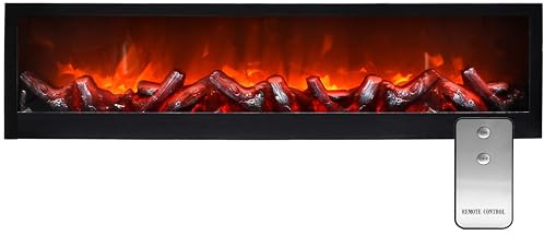 LED Wandkamin Tischkamin Elektrokamin mit realistischer Flammensimulation Kaminfeuer Feuersimulation schwarz inkl. Fernbedienung 60x20cm