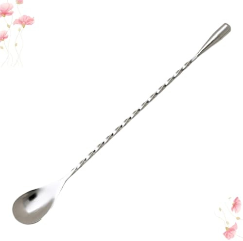 FELTECHELECTR Cucharas de Bar de Acero Inoxidable 3 Unidades 40 Cm Mango Espiral para Mezclar Cócteles, Café, Hielo y Bebidas, Agitadores Reutilizables para Bar, Hogar y Restaurante