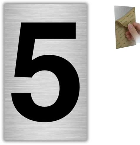 LEIASA | Número para Casa - 6x10 cm - Aluminio - Placa Numeración Portal - Dígito Buzón - Cifra Puerta - Rótulo Vivienda - Cartel Dirección - Señal Número Edificio - Grosor 0.8 mm - Gris (5, 100mm)