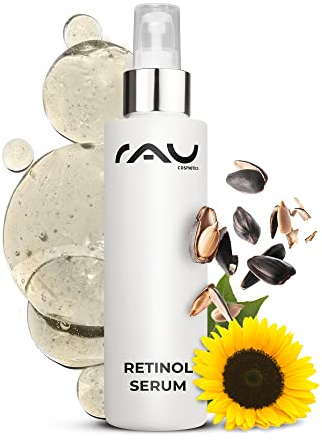 RAU Cosmetics Retinol Serum 100 ml - Anti-Aging Gesichtsserum mit Hyaluronsäure, Vitamin A, Ceramiden & Panthenol - Regenerierendes Serum für reife & unreine Haut - Made in Germany