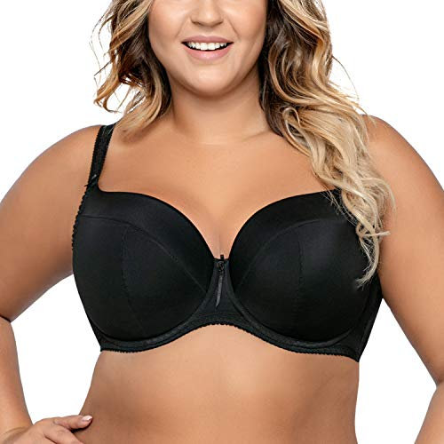 AVA Damen Bügel BH Schalen Glatt Große Brüste Unterwäsche 1263, Schwarz,90E