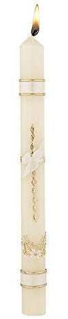 CB Church Supply Hand Decorated Sacramental Baptism Candle by Will & Baumer, 9.75-Inch, Braided Cross