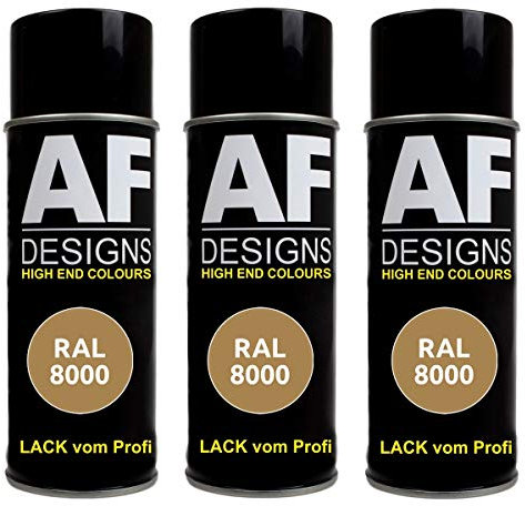 Alex Flittner Designs 3X Ral Pintura en Espray Pintura Coche Laca Colorida Lata de Aerosol RAL8000 Gruenbraun Mate