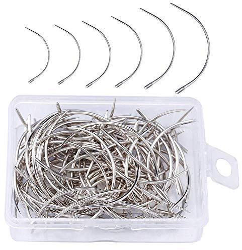 120 PCS Curved Needle Set, 2.5 to 6 Curved Hand Sewing Needles, Needles for Sewing, Curved Needle for Wig Making DIY and Hand Sewing Upholstery Carpet Leather Canvas Repair