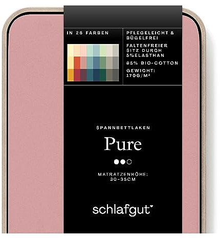 Schlafgut Pure Spannbettlaken 90x200cm bis 100x220cm - 95% Biobaumwolle, 5% Elasthan, Oeko-TEX Zertifiziert, Purple Mid, Matratzenhöhe bis 35cm