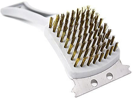 Apex Spazzola BBQ con Setole in Ottone e Raschietto – Ideale per Pulizia Barbecue e Griglie – Rimuove Incrostazioni e Residui – Facile da Lavare – 27 x 8 x 8 cm