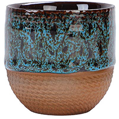 Taza de gres sin asa, taza de café, taza de cerámica, grande, con decoración multicolor, desayuno, al aire libre, vintage japonés, 150 ml