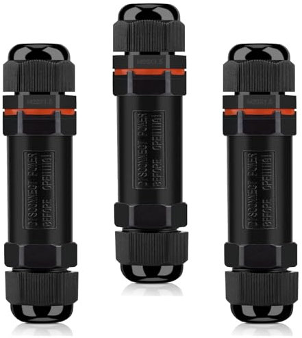 Caja de Conexiones IP68 Impermeable, HOMMAND Conector de Cable Estanco para 3 Polos Cable Ø4-12mm, Caja de Conectores Electricos Exterior Impermeable, 3 Pack