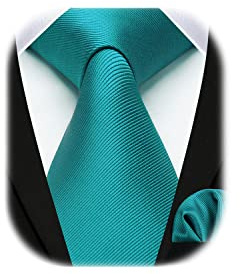 Enlision Corbata Verde Azulado Corbatas de Hombre Elegantes Conjunto Corbata y Pañuelo a Juego Cuadrado de Bolsillo Esmeralda de Color Liso para Hombres